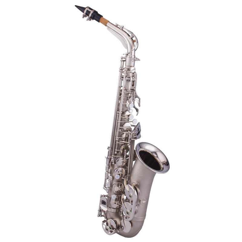 Alto tone saxophone with matte nickel style